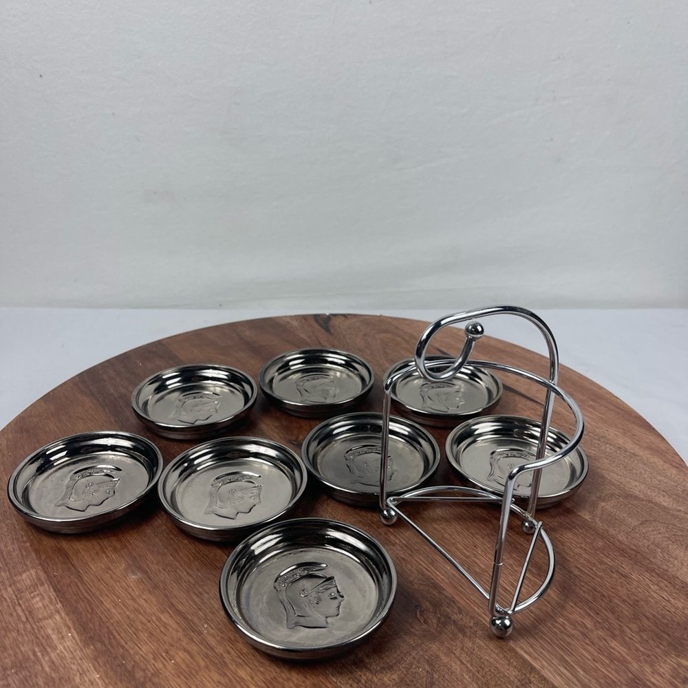 Set of 8 Mercury glass Trojan Spartan silver